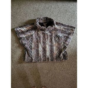 Sharon Young tan/brown animal print bat wing blouse